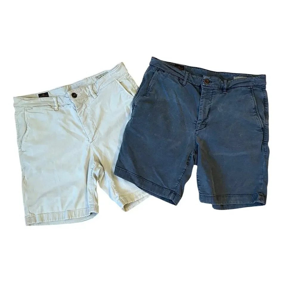 Faherty Coastline Premium Chino Shorts BUNDLE Size 31 Khaki & Blue Gray Casual